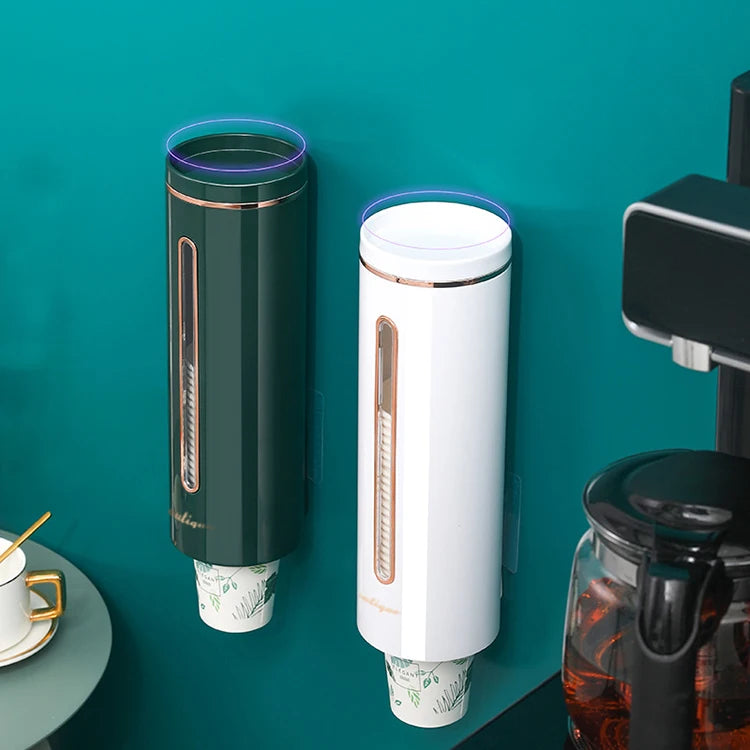 Light Luxury Cup Remover Wall-Mounted Dust-Proof Holder Disposable Water Dispenser Paper Storage Automatic Drop Water Cup Holder
