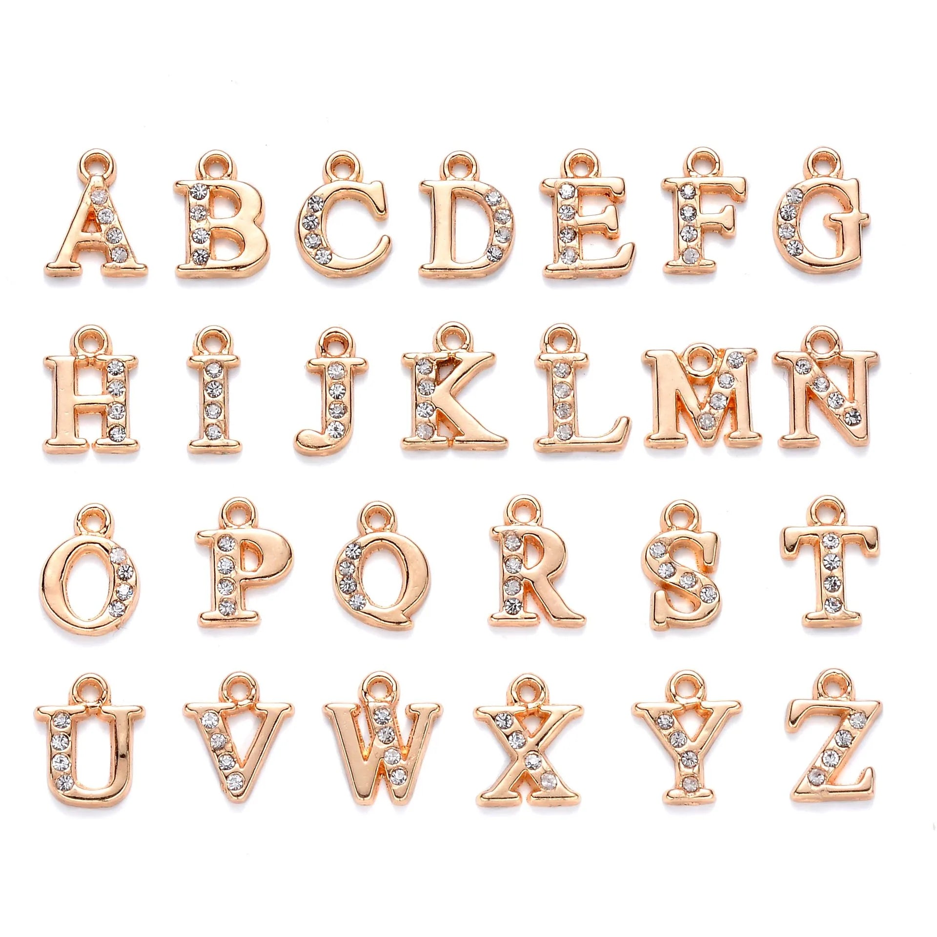 Letter Gold Beautiful Diamond Jewellery Metal Accessory Pendant Beads for Jewelry Making DIY