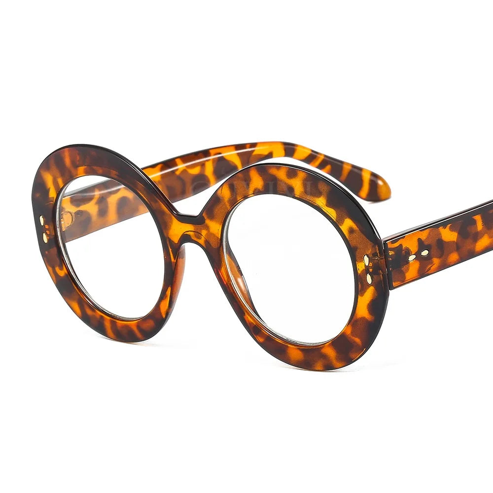Oversized Round Eyeglasses Women Punk Big Optical Frames Men Transparent Lens Spectacles Fashion Eyeweear Solid Color