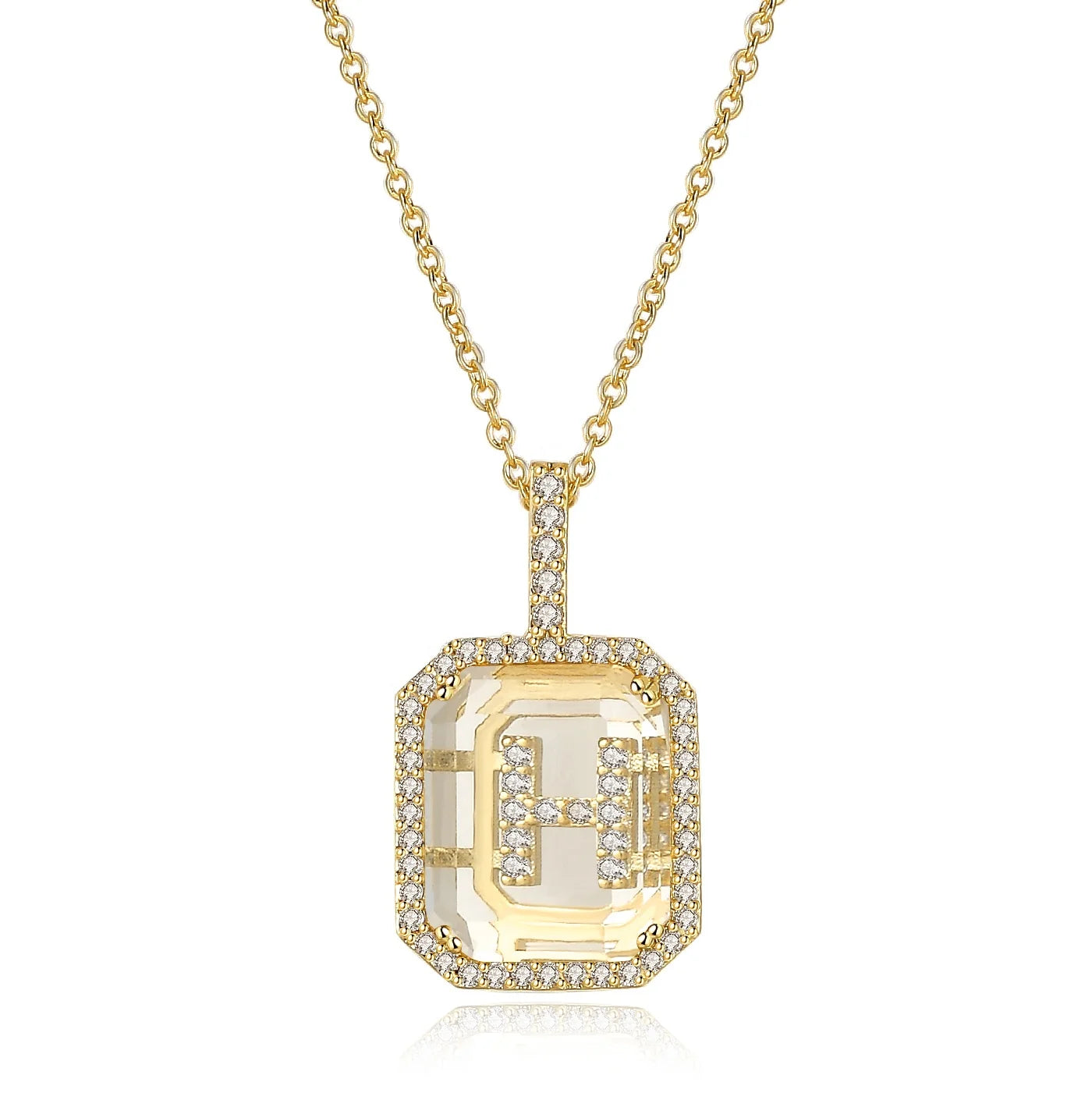 Fashion Personalized Models English Letters Geometric Crystal With Zircon Pendant Necklaces