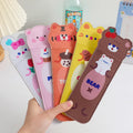 Office Series Cute Elastic Pencil Insert Pocket PU Leather Cartoon Animal Book Pen Bag Strap Holder