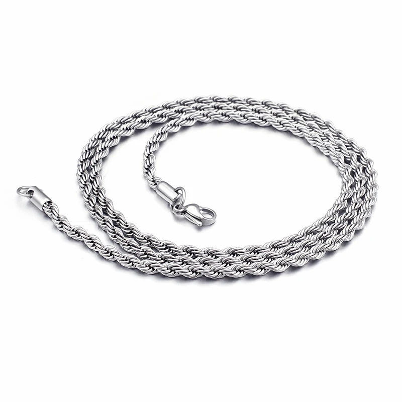 17-36 Inches Stainless Steel Twist Rope 18K Gold Chain Necklace for Men Women Jewelry
