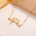 18K Gold Plated Stainless Steel Hollow Out ECG Necklace Heartbeat Shape Clavicle Chain Necklace for Women