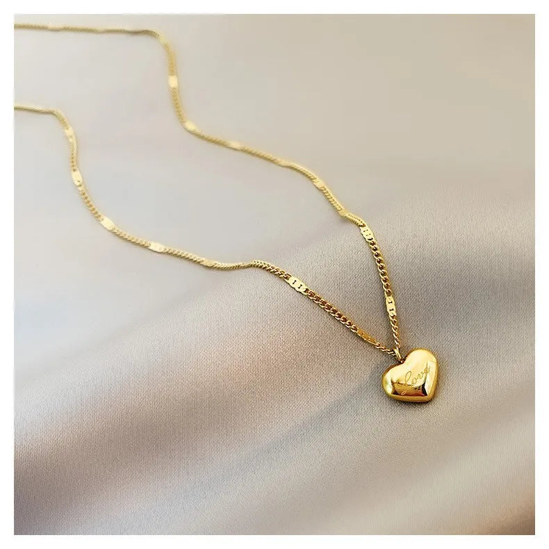 SC New Fashion Gold Plated Necklace Temperamental Charm Choker Necklace Romantic Gift Heart Necklace for Women