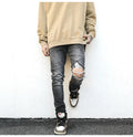 OEM FOG Private Drop Shipping Stock Top Brand Skinny Ripped Grey Denim Men Jeans