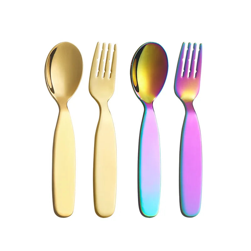 Children Flatware Set with Smooth Edges for Boutique Hotel Kids Menu 304 Stainless Steel Baby Silverware Set