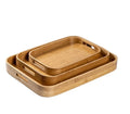 Modern Rectangular Solid Wood Tea Serving Tray Breakfast Food Coffee Platter Easy Hold Handles Large Bamboo Storage Trays
