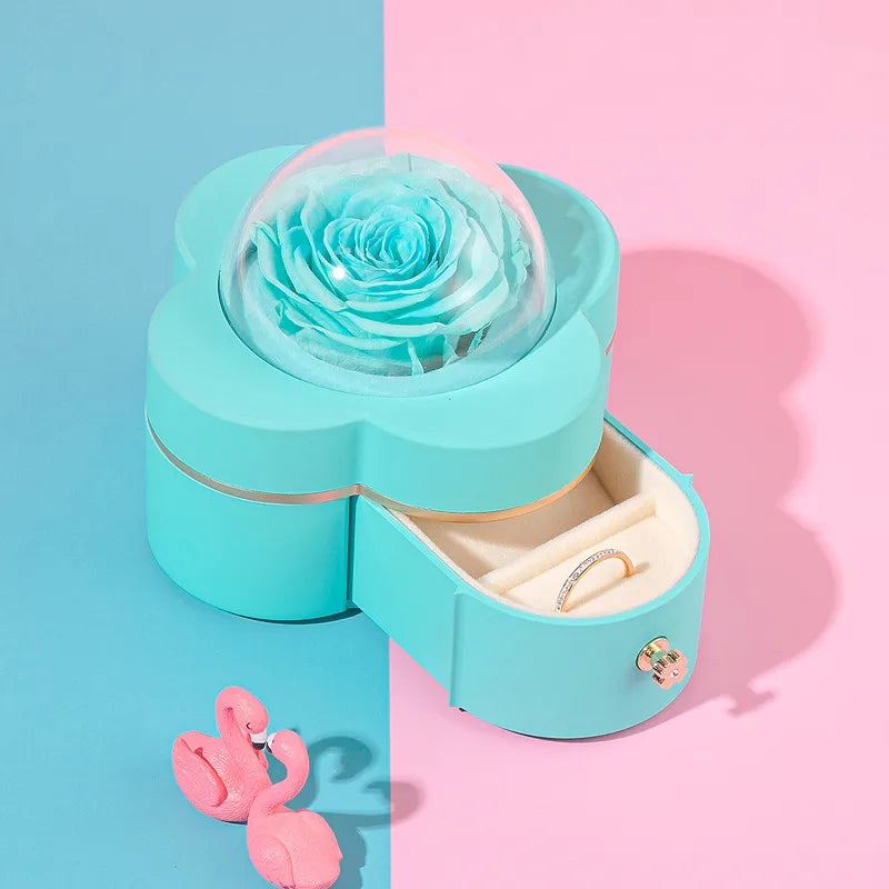 Custom logo Romantic Valentine's Day Eternal Rose Jewelry Packaging Box Rose Box Valentine Ring Gift Box