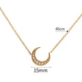 Super Shining Micro Pave Cubic Zircon Gold Silver Plated Stainless Steel CZ Moon Pendant Necklace Main Stone Pearl Chains Type