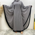 Eid Fashion Lightweight Chiffon Batwing Sleeves Classy Pearls With Belt Inside Abaya