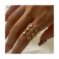 ERESI Geometric Zircon Jewelry Fashion Rings 18K Gold Plated Jewelry Stainless Steel Rings for Women Open Ring Jewelry