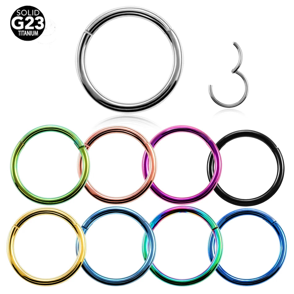 Titanium Hinged Segment Nose Septum Rings 16G&14G Nipple Clicker Ear Cartilage Tragus Helix Lip Piercing Unisex Fashion Jewelry