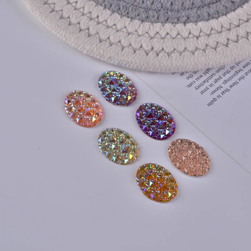 Flat Back DIY Wedding Dress Decoration Sew-On Garment Shoes Bags Colorful Resin Oval Rhinestone