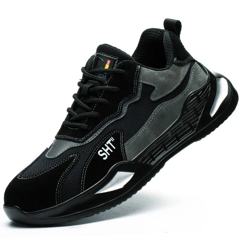 Breathable Waterproof Genuine Leather Work Boots Anti-Smash Puncture Proof Sneakers Slip Steel Toe for Men Women Winter Safety