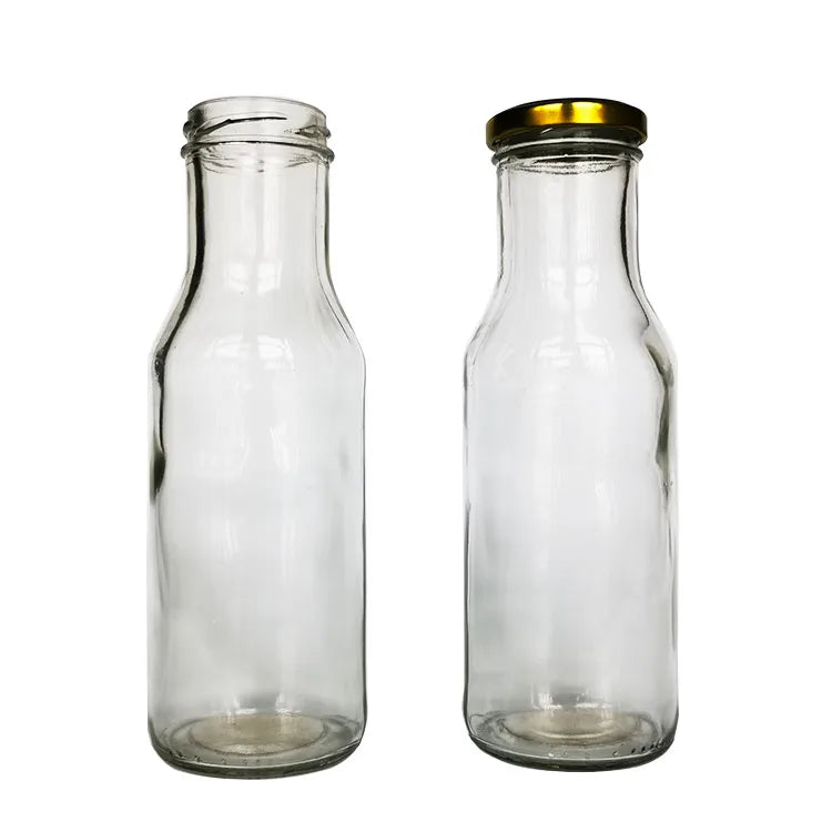 Wholesale 300ml Clear Round Glass Beverage Bottle Free Sample
