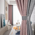 Modern Style Stitching Design Living Room Jacquard Curtain Pink Gray Color Blackout Curtain for Window to Decor