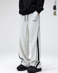 MCP027 Custom Stripe Mens Elastic Waist Baggy Sweatpants Embroidery Logo Oversized Stack Wide Leg Flare High Waterproof Street