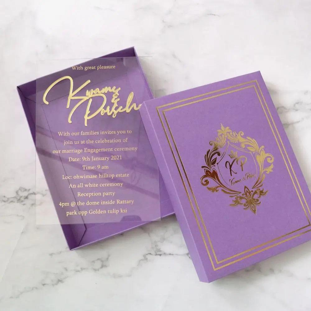 Fancy Acrylic Wedding Gifts for Guests Transparent Acrylic Wedding Invitations Cards With Paper Box