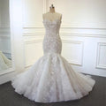 Jancember CJ061 Lace Sleeveless Embroidery Mermaid Wedding Dresses for Women