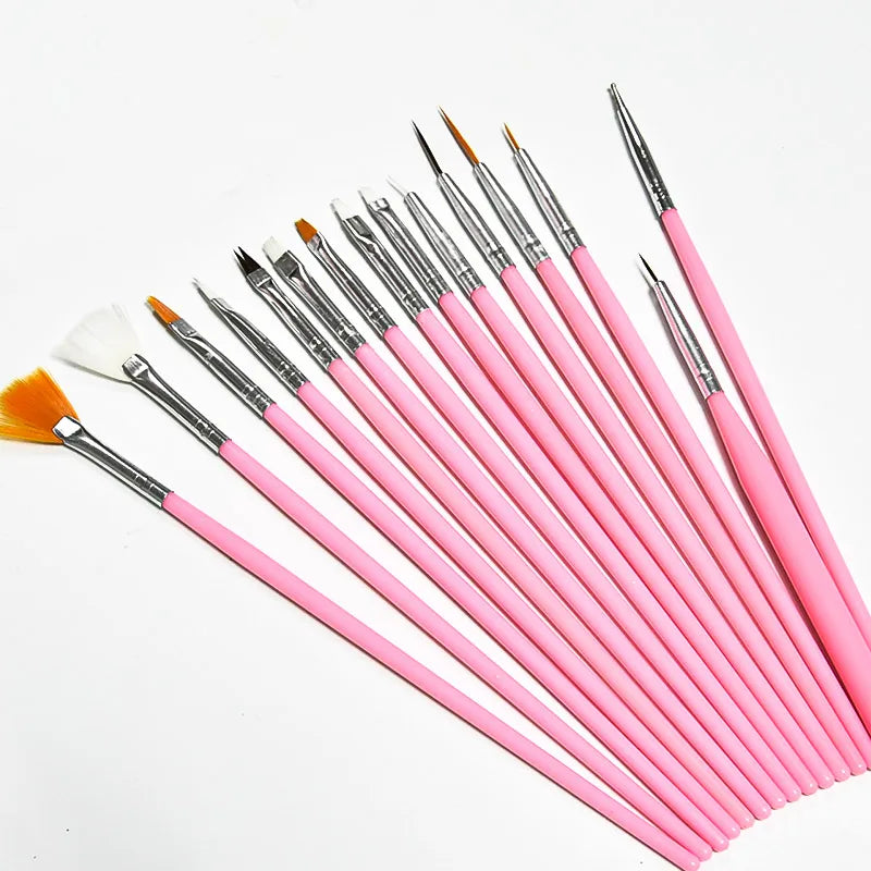 15pcs Nail Brush Painting Black Set Nail Pen Pink Acrylic Drawing Pen French Liner Brush for Manicure Professional Salon Design