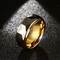 Tungsten Steel Gold Ring 8mm Gold-plated Tungsten Ring for Men's Engagement Wedding Band Polished and Comfortable