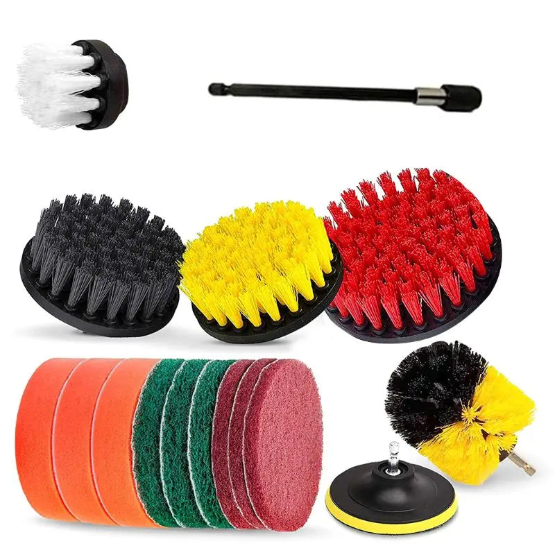 16Pcs Drill Scrubber Brush Attachments Set Extend Long Attachment for Bathroom Cleaner