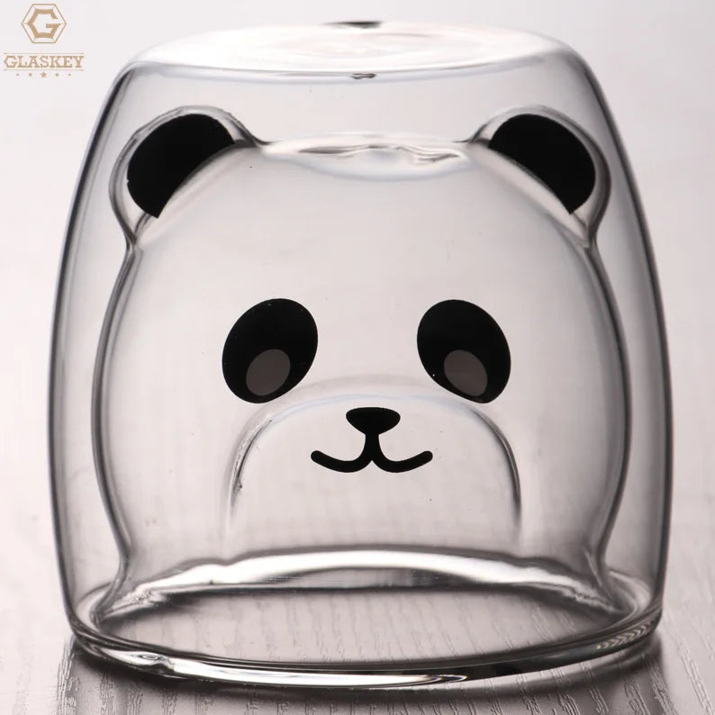 Panda Raccoon Shaped Double Wall Glass Cup High Temperature Resistant Milk Coffee Cup Insulated Water Cup