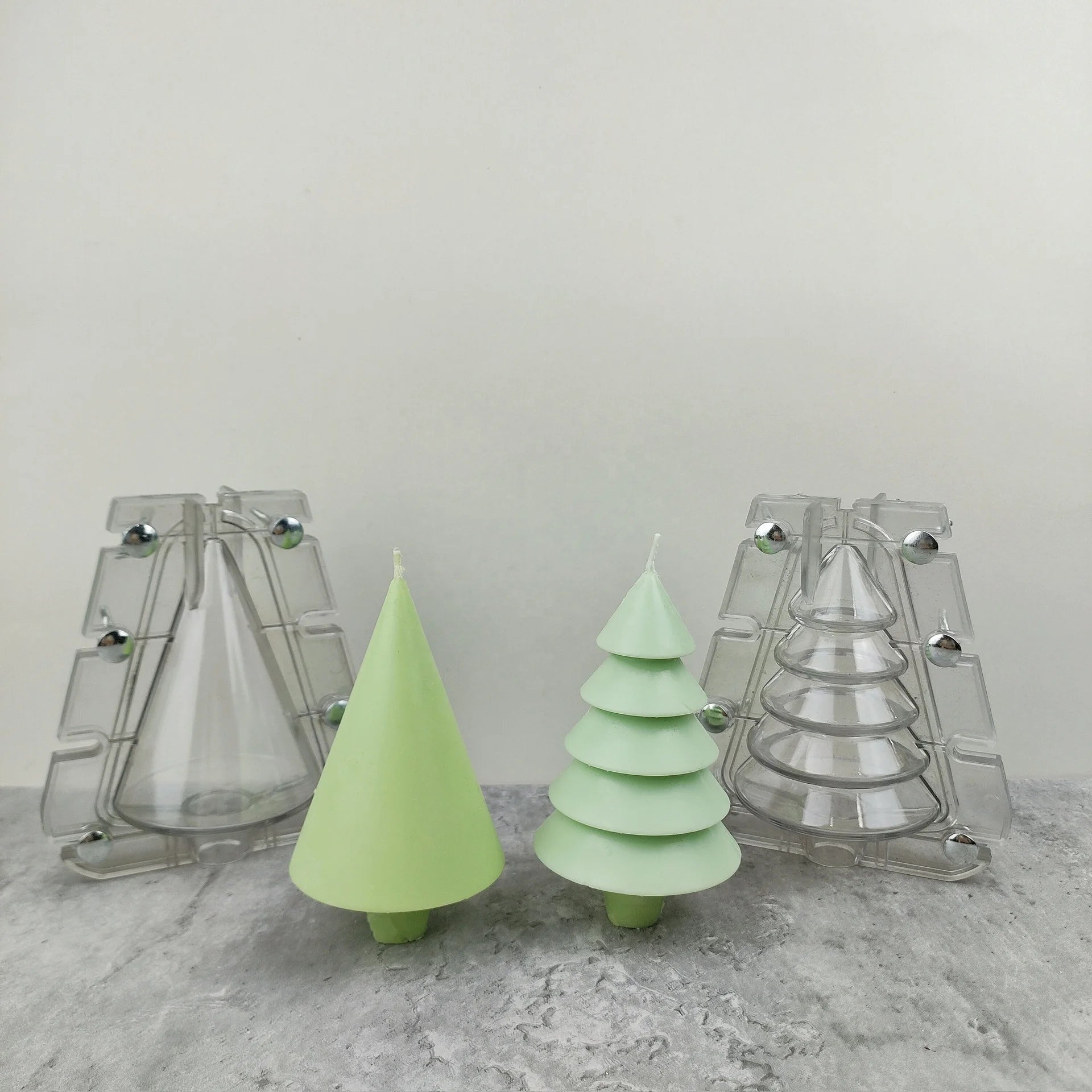 B-7017 Christmas Tree Plastic Candle Mold Acrylic Wax Pouring Tools INS Style Five Layer Cone Christmas Tree Scented Candle