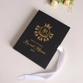 Custom Elegant Black and Gold Foil Invitations Monogram Luxury Clear Acrylic Wedding Hardcover Invitation Box