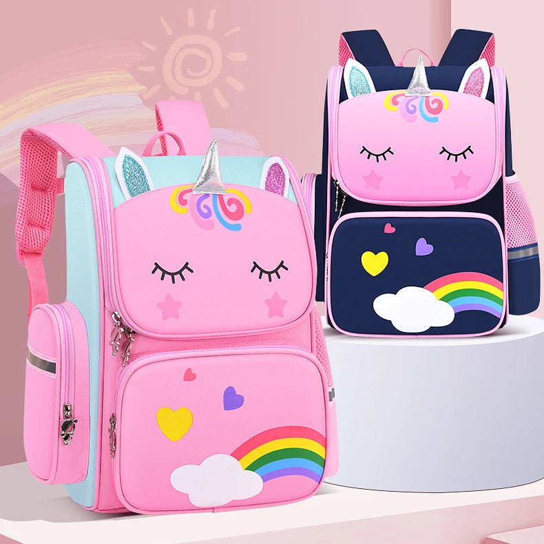 School Bag Printed LOGO Backpack Lightweight Kindergarten Backpack New School Bags for Boys and Girls Daily School Bags