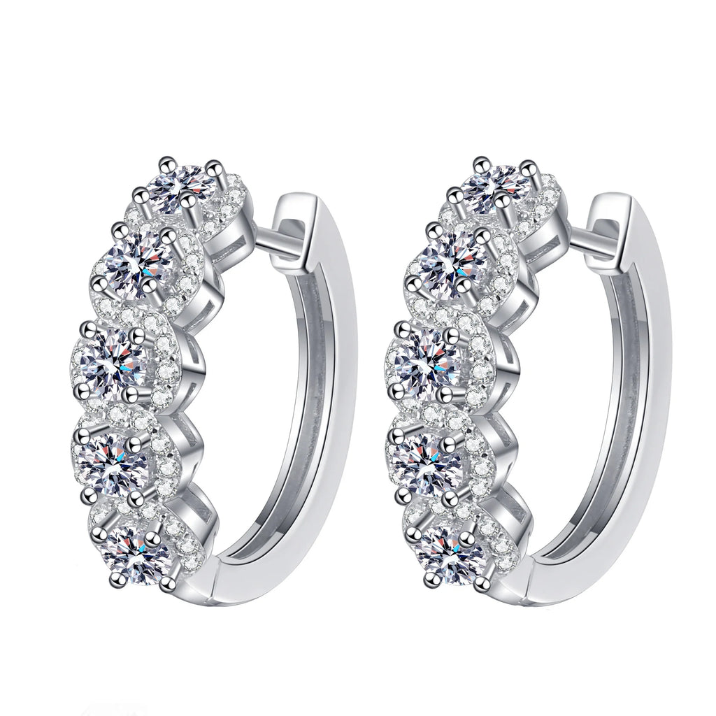 Trendy Design Fashion Hoop 3mm D Color Moissanite Earrings Fine Jewelry 925 Sterling Silver Moissanite Earrings for Women