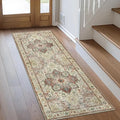 Floral Blossom 2x6ft Runner Rugs Machine Washable Low Pile Wear Resistance Soft Print Vintage Retro Style Home Entryway Corridor