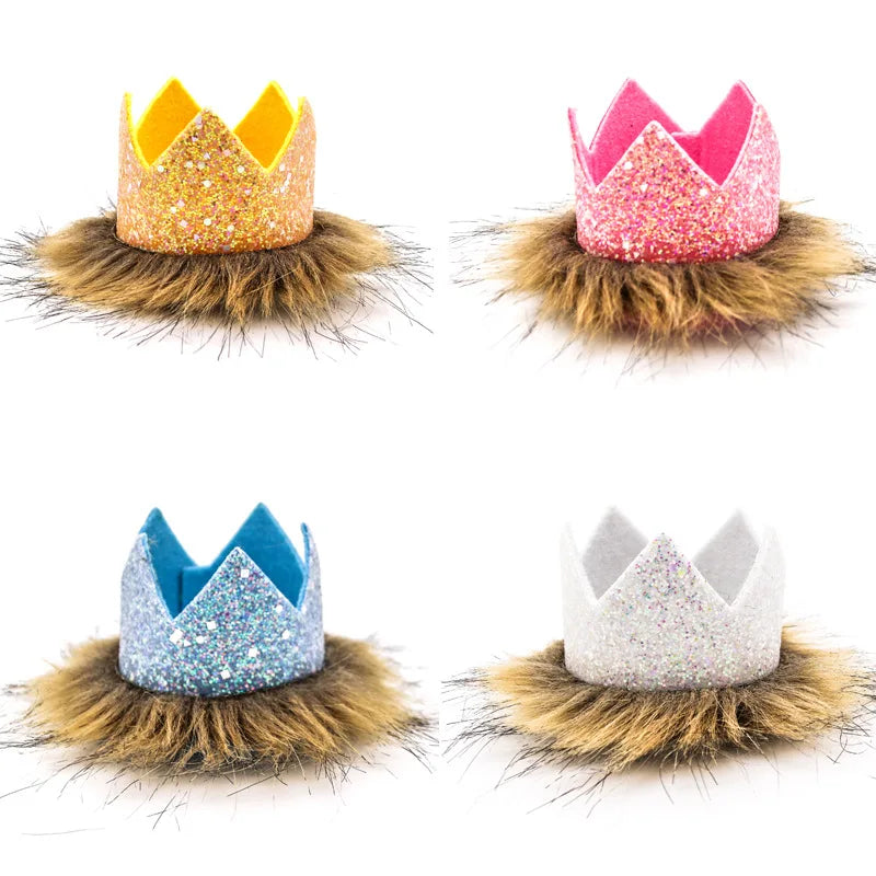 Non Woven Fabric Baby Kid's Birthday Crown Hat  Princess Crown Decoration With Animal tails