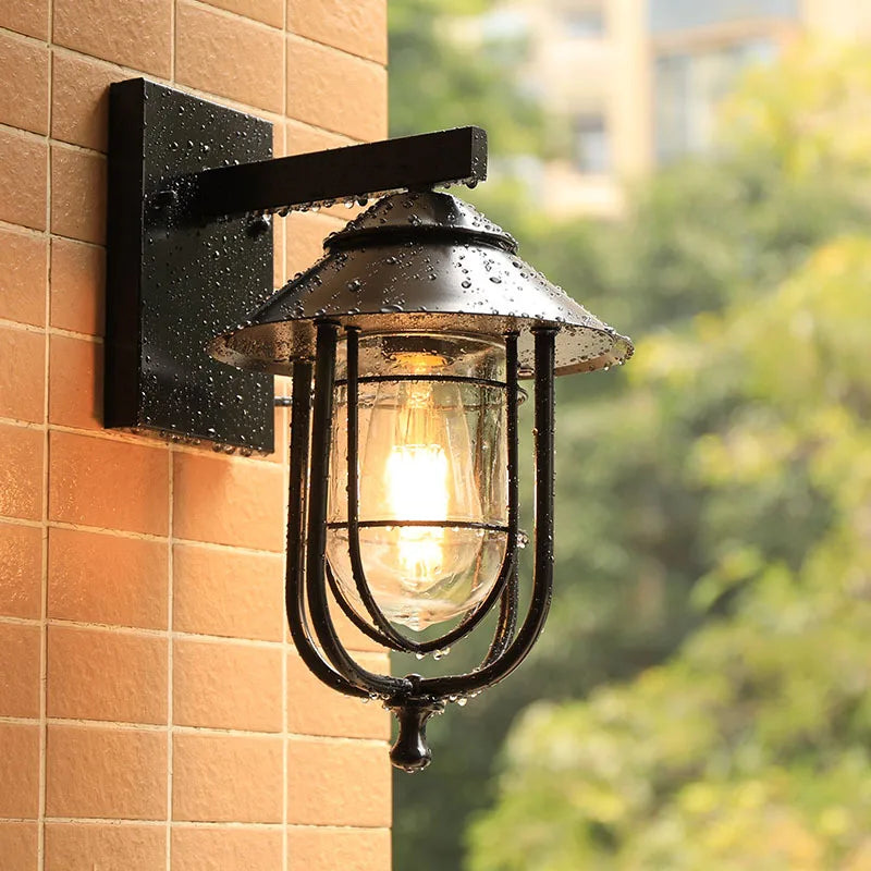 Modern Simple Iron Wall Lamps Balcony Waterproof Outdoor Wall Mount Light Industrial Villa Courtyard Garden Wall Light