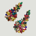 New Women Fashion rainbow Colorful Long Rhinestone Drop Earrings Exquisite Luxury Flower Diamond Beads Dangle Earrings Jewelry