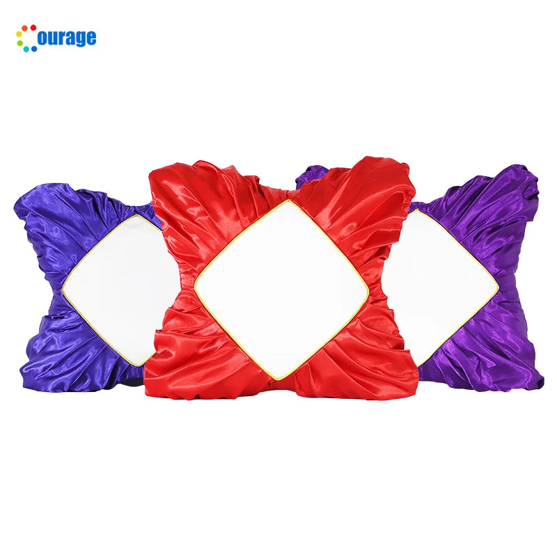 Frill Corner White Polyester Printing Area Sublimation Cushion Cover Blank Pillow Cases Natural