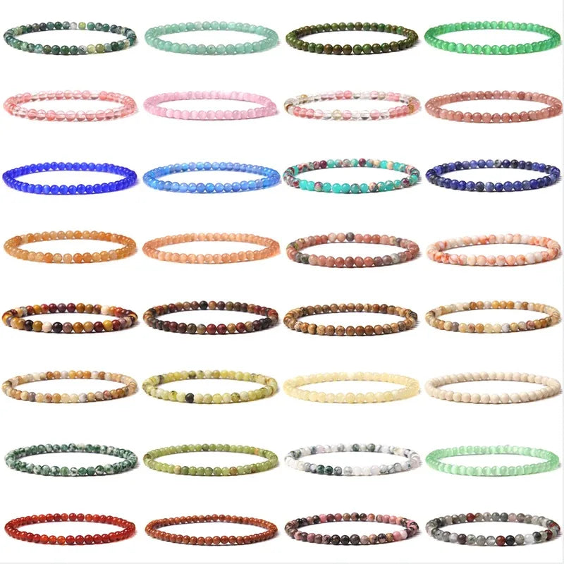 Wholesale 4mm Luxury Natural Crystal Designer Charms Elasticity Women's Boho Gemstone Bracelet Couple Men's ODM Beaded Bangles MegaBDM