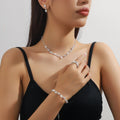 1 Set of Fashionable Women's Daily Wear Jewelry Includes Necklace Earrings Bracelet Elastic Ring
