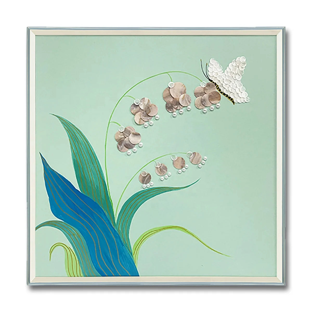 Home Decor Eco-friendly Kids Room Decoration  Natural Shell Art Other Wall Art Decorated Shells Artwork Flowering Butterflies