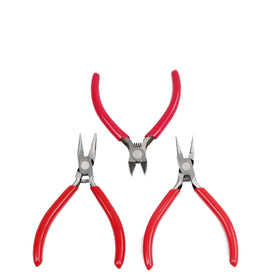 Diy Insulating Clip Needle Nose round Nose Mini Jewelry Making Pliers with Red Handle DIY Jewelry Tool