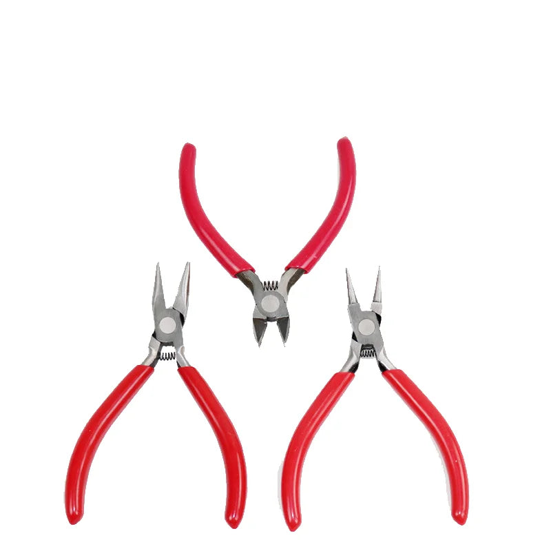 Diy Insulating Clip Needle Nose round Nose Mini Jewelry Making Pliers with Red Handle DIY Jewelry Tool