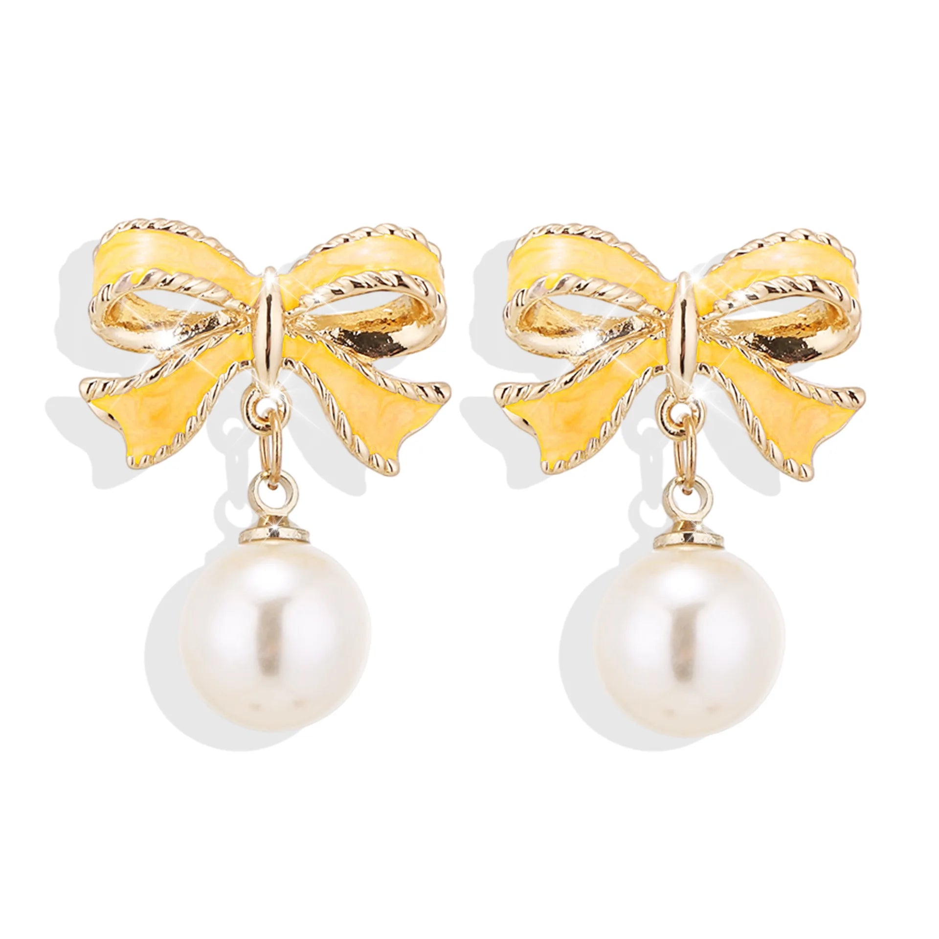 2024 Trendy Jewelry 925 Silver Needle Bow Stud Earrings Sweet Multiple Colors Pearl Dangling Bow Knot Earrings for Women Girls