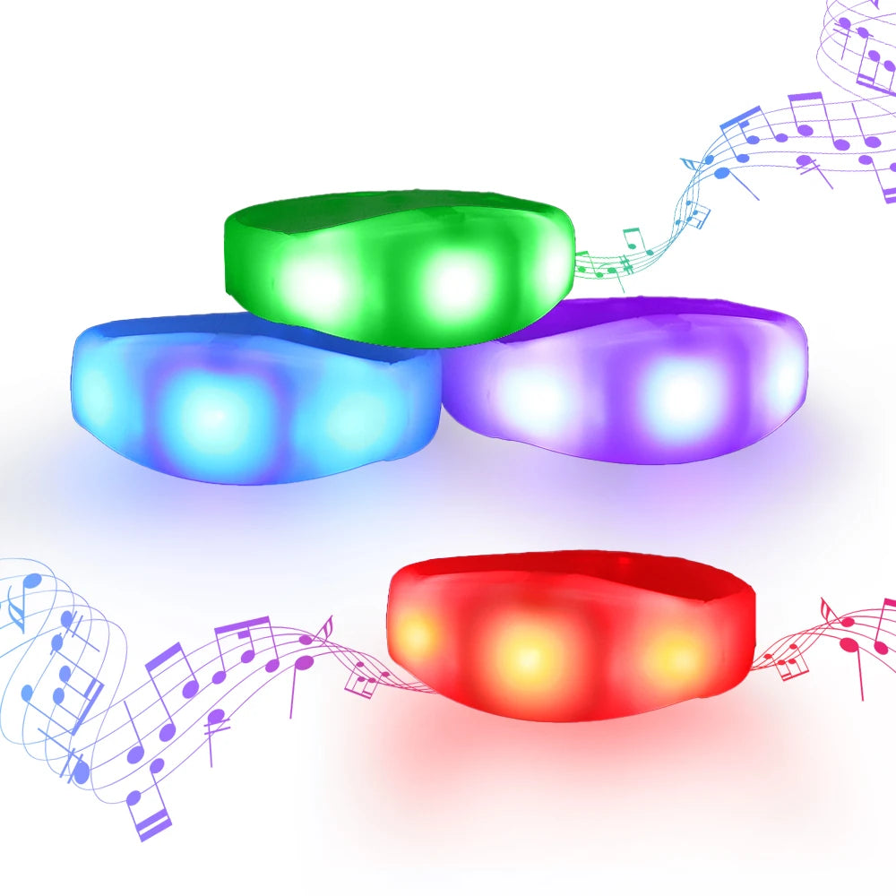 Sound Activated Bracelet Blinking Wristbands Silicone Glow in Dark Led Bracelets Wristband