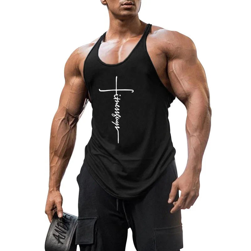 Fitness Tank Top Custom Logo Sleeveless Shirt Running Muscle Workout Bodybuilding Stringer Sport Vest Mens Tank Top