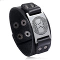 DPANCO P01969 Popular Viking Totem Lucky Tree Cowhide Alloy Cuff Bracelet Vintage Woven Punk Men's Wide Leather Antique Copper