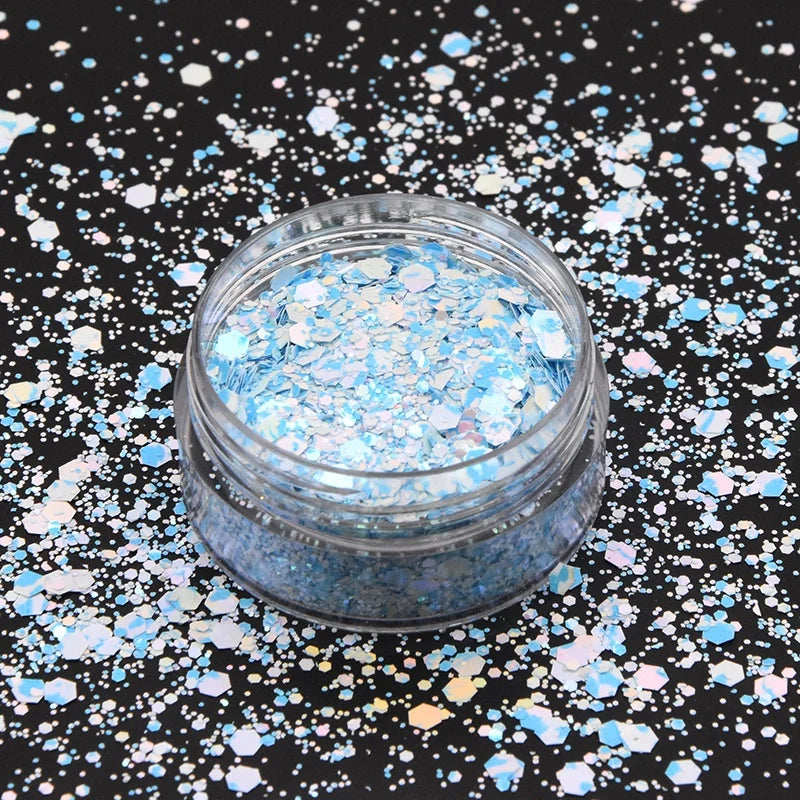 Eco Friendly 2024 New Bulk Mixed Colors Glitter Powder Chunky Mix for Nail Makeup Tumbler