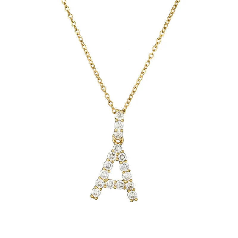 Hainon Letter Necklace for Women 18K Gold Plated Initial Pendant Necklace Cubic Zirconia Initial Necklace for Girls