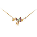 Exquisite 18K Gold-Plated 925 Sterling Silver Vintage Graded Enamel 8A Zirconia Butterfly Necklace for Women Weddings Parties