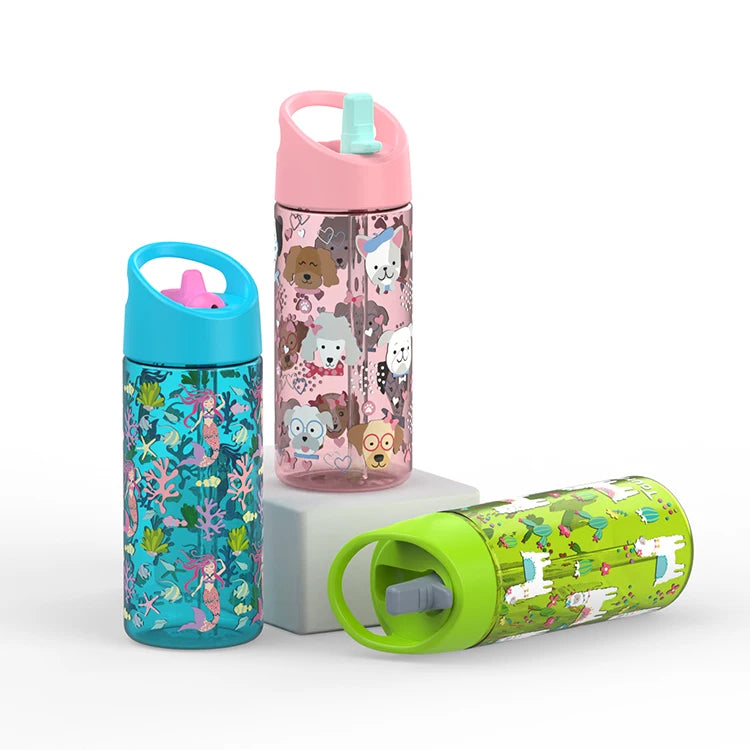 Kids Water Bottle 420ml Custom Logo Soft Nozzle Tritan Plastic Kids Sipper Water Bottle