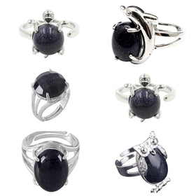 Classical Style Alloy Ring Syn.blue Goldstone Ring Adjustable with Multiple Styles for Women Men Birthday Gift Annivwesary Gift